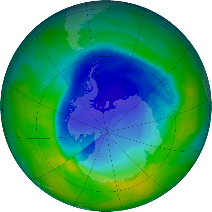 Antarctic ozone map for 03 December 1996